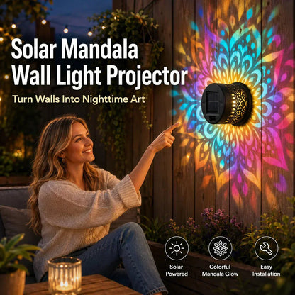 ✨🌙 Luz solar projetora mandala – decoração externa elegante e mágica