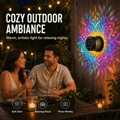 ✨🌙 Luz solar projetora mandala – decoração externa elegante e mágica