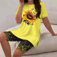🌈✨ PROMOÇÃO RELÂMPAGO 50% DE DESCONTO! 👚 Conjunto feminino de túnica e shorts estampados – Modelagem solta, fenda lateral e estampas vibrantes por toda a peça 🩳