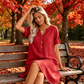 ✨👗 Vestido túnica feminino decote em V com bolsos confortável e respirável