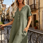 ✨👗 Vestido túnica feminino decote em V com bolsos confortável e respirável