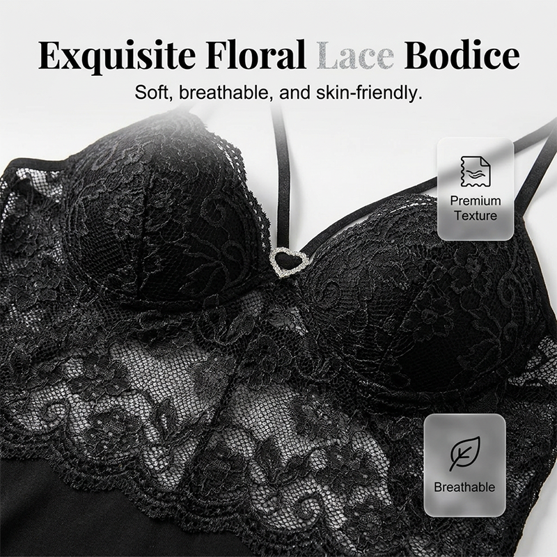 🌙✨ Lingerie noturna de renda elegante que valoriza suas curvas e aumenta sua confiança com sofisticação
