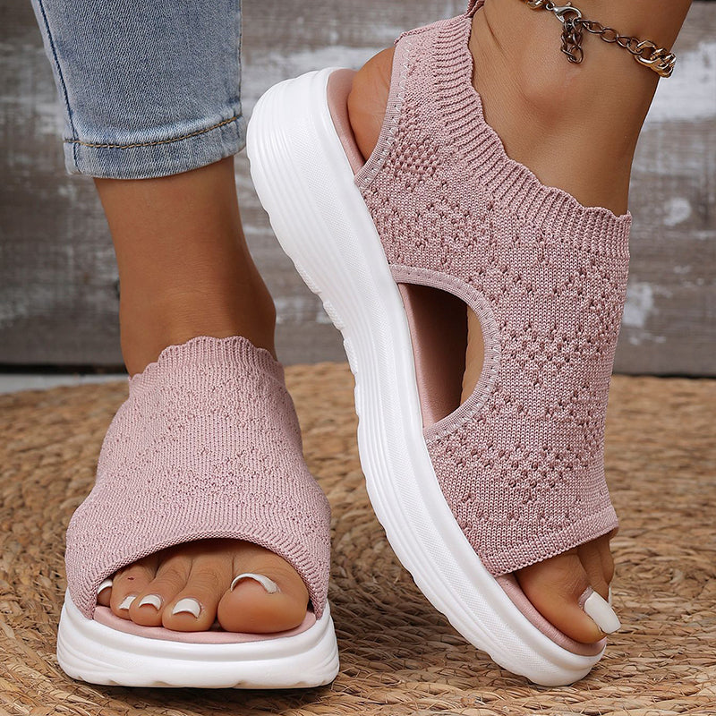 👡 Sandálias plataforma femininas em malha respirável – conforto, leveza e estilo para o dia a dia! ☀️💨
