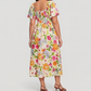 🌸👗 Vestido midi floral elegante com decote quadrado e bolsos – leve e feminino