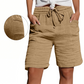 🩳✨ Shorts feminino de cintura alta com cordão ajustável e bolsos para conforto diário