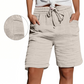 🩳✨ Shorts feminino de cintura alta com cordão ajustável e bolsos para conforto diário