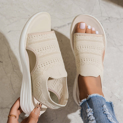 👡✨ Sandália feminina em malha respirável com plataforma leve e confortável para o verão
