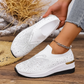👟✨ Tênis slip-on feminino com strass brilhante e sola plataforma confortável