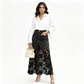 👗✨ Saia jeans feminina com renda floral elegante e cintura alta modeladora