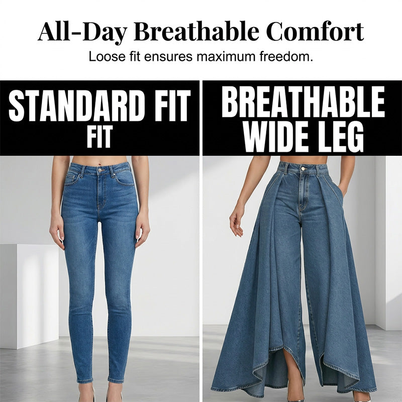 👖✨ Calça jeans de cintura alta e perna larga que alonga a silhueta e valoriza seu estilo com elegância