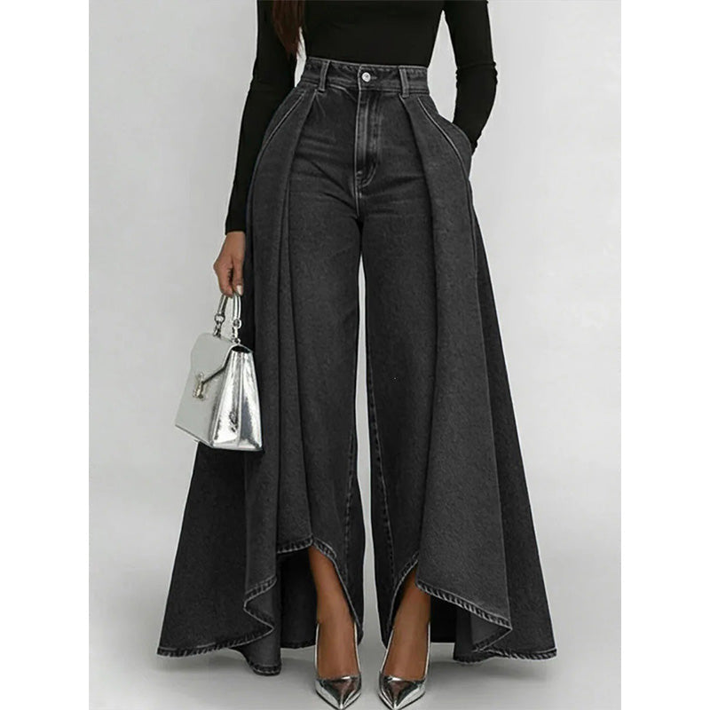 👖✨ Calça jeans de cintura alta e perna larga que alonga a silhueta e valoriza seu estilo com elegância