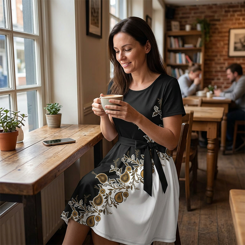 ✨👗 Vestido floral elegante feminino estampa moderna e caimento em A