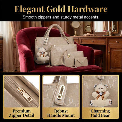 👜✨ Conjunto de 4 bolsas elegante e versátil para trabalho, viagens e uso diário