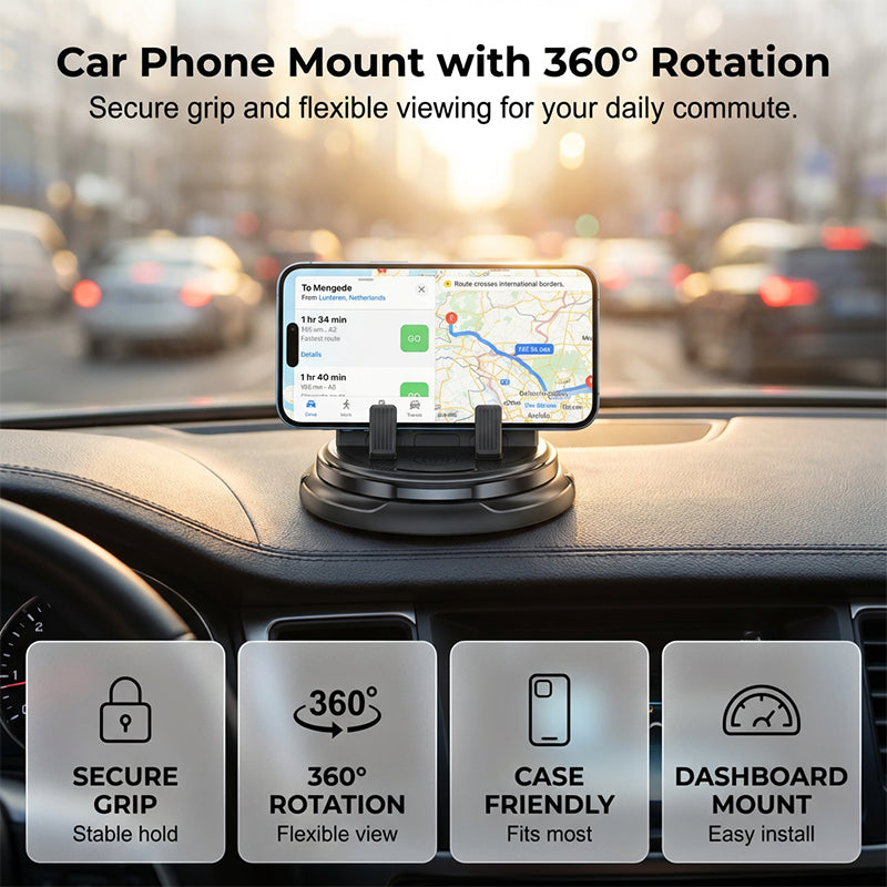 📱🚗 Suporte de celular para carro 360° – seguro, estável e ajustável