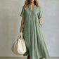 👗✨ Vestido maxi feminino com decote em V que valoriza a silhueta com elegância e conforto