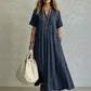 👗✨ Vestido maxi feminino com decote em V que valoriza a silhueta com elegância e conforto