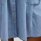 👗✨ Vestido jeans feminino casual com bolsos e caimento solto confortável para o dia a dia
