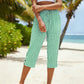 👖✨ Calça capri feminina xadrez com cintura ajustável leve e confortável para o verão