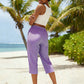 👖✨ Calça capri feminina xadrez com cintura ajustável leve e confortável para o verão