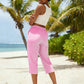 👖✨ Calça capri feminina xadrez com cintura ajustável leve e confortável para o verão