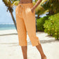 👖✨ Calça capri feminina xadrez com cintura ajustável leve e confortável para o verão