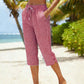 👖✨ Calça capri feminina xadrez com cintura ajustável leve e confortável para o verão