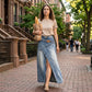 ✨👗 Saia maxi jeans assimétrica com fenda – estilo moderno e elegante