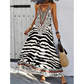 ✨🐆 Vestido boêmio longo com estampa selvagem zebra e leopardo elegante e impactante