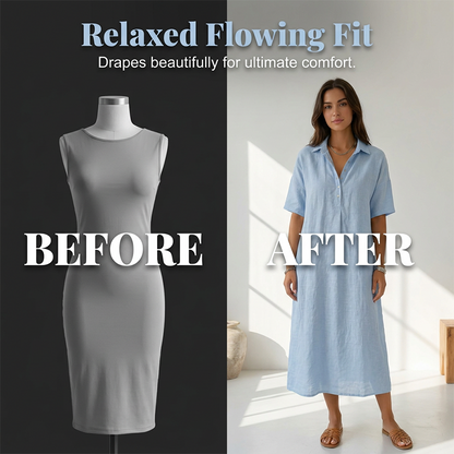 👗✨ Vestido camisa midi feminino leve e elegante com caimento solto e respirável