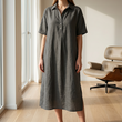 👗✨ Vestido camisa midi feminino leve e elegante com caimento solto e respirável