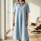 👗✨ Vestido camisa midi feminino leve e elegante com caimento solto e respirável