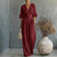 👗✨ Macacão feminino elegante com decote em V e cintura marcada que valoriza a silhueta