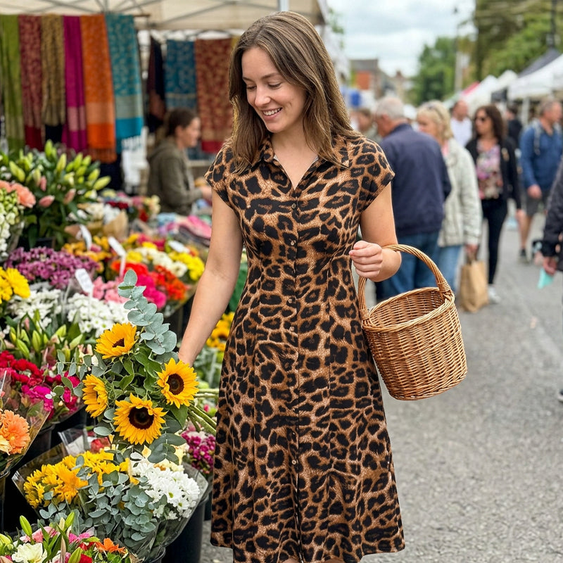 👗🐆 Vestido feminino elegante com estampa de leopardo – chique, marcante e super favorecedor