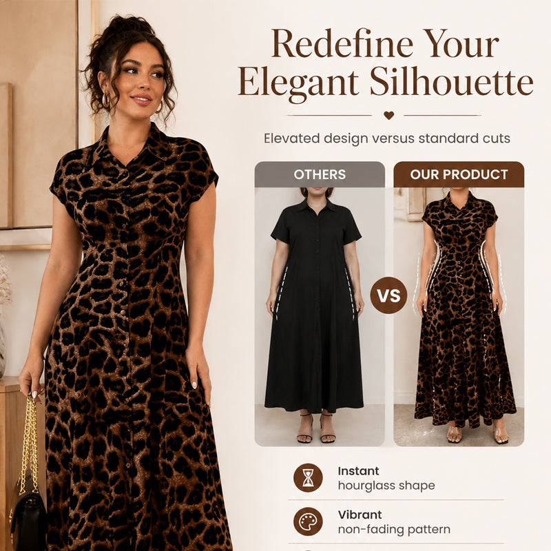 👗🐆 Vestido feminino elegante com estampa de leopardo – chique, marcante e super favorecedor