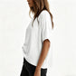 Camiseta feminina confortável com gola redonda
