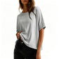 Camiseta feminina confortável com gola redonda