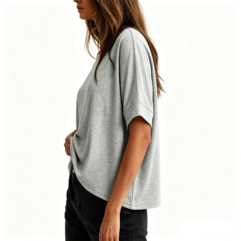 Camiseta feminina confortável com gola redonda