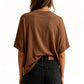 Camiseta feminina confortável com gola redonda