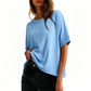 Camiseta feminina confortável com gola redonda