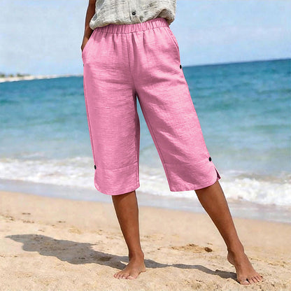 ✨👖 Calça capri feminina verão leve e respirável confortável para o dia a dia