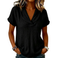 ✨👚 Blusa feminina decote em V leve e respirável confortável para o dia a dia