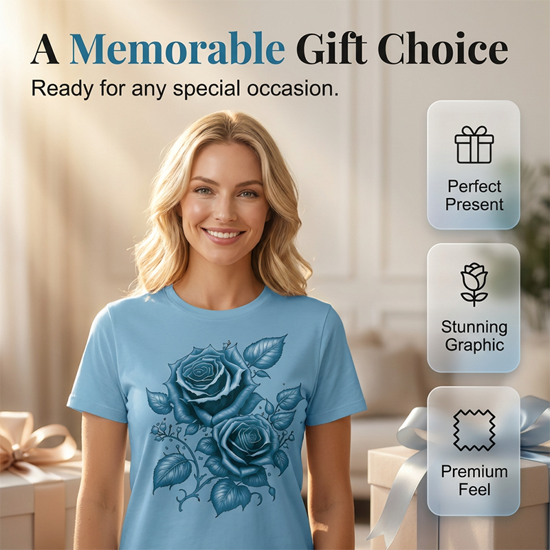 ✨👕 Camiseta feminina estampada rosas elegante confortável e estilosa para o dia a dia