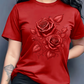 ✨👕 Camiseta feminina estampada rosas elegante confortável e estilosa para o dia a dia