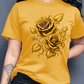 ✨👕 Camiseta feminina estampada rosas elegante confortável e estilosa para o dia a dia