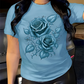 ✨👕 Camiseta feminina estampada rosas elegante confortável e estilosa para o dia a dia