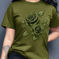 ✨👕 Camiseta feminina estampada rosas elegante confortável e estilosa para o dia a dia