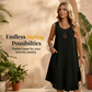 ✨👗 Vestido feminino sem mangas com bolsos confortável leve e elegante para verão