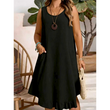✨👗 Vestido feminino sem mangas com bolsos confortável leve e elegante para verão