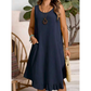 ✨👗 Vestido feminino sem mangas com bolsos confortável leve e elegante para verão