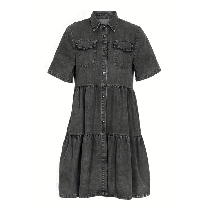 ✨👗 Vestido midi jeans feminino elegante e confortável para o verão
